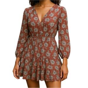 Mi Ami by Francesca’s Floral Faux Wrap Mini Dress Burgundy Size XXS